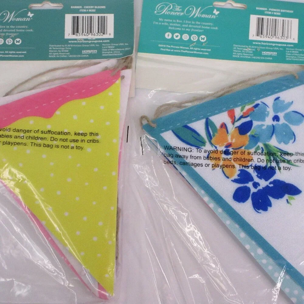 2 Pioneer Woman Decorative Fabric Banner Garland 60